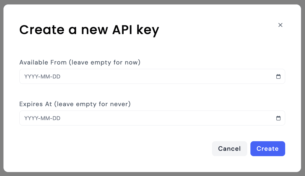 Generate API Key modal