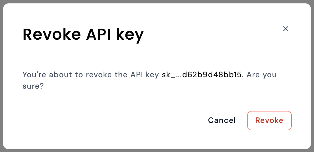 Revoke API Key modal