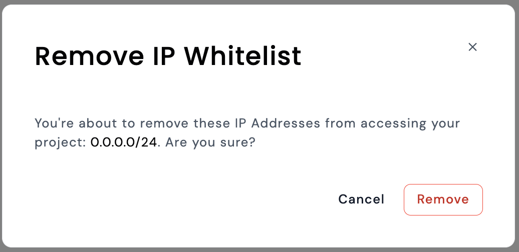 Remove IP address modal